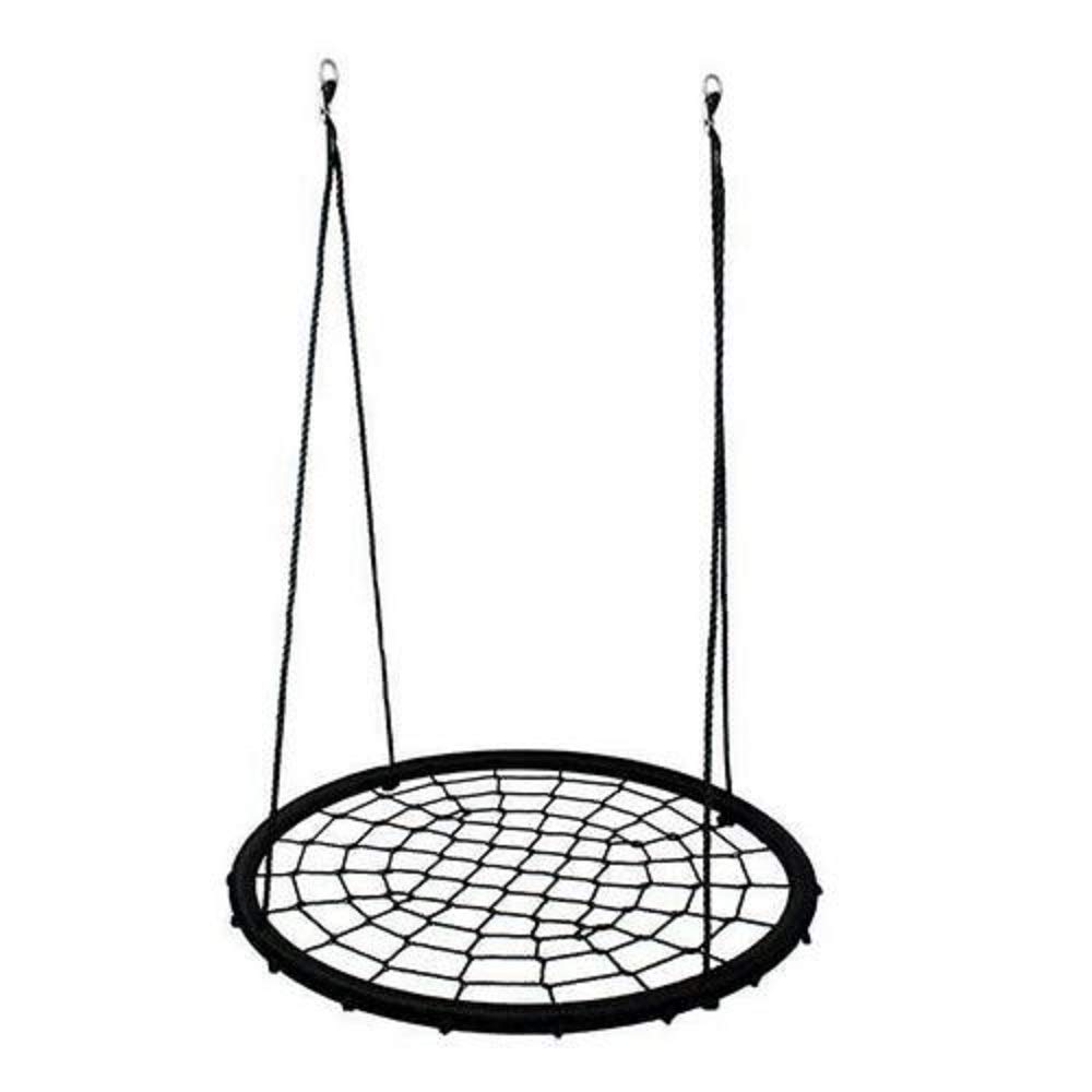 XUANYU Columpio de nido de pájaro redondo Ø100 cm, columpio de red para exterior e interior, columpio de jardín para niños y adultos, cuerda ajustable, hasta 200 kg (negro B)