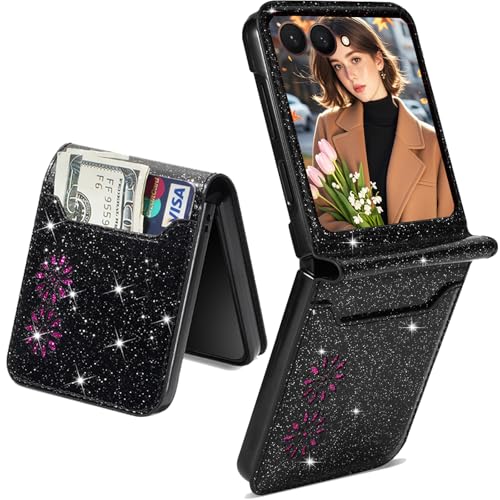 Housse Galaxy Z Flip 7 antichoc en cuir de qualité supérieure et paillettes