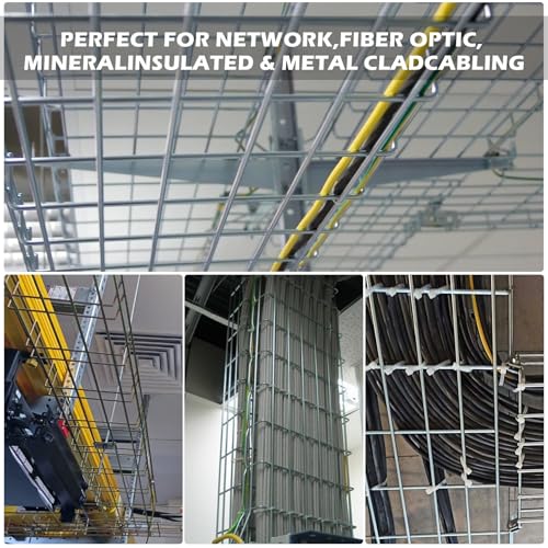 LAJIAOZ Wire Mesh Cable Tray, 60\" x 8\" x 4\" | Zinc Plated Steel Cable Management Rack, Adjustable Cable Basket for Network, AV, Fiber Optic, Garage & Office Use(2Pcs)