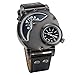 Produktbild JewelryWe Herren Armbanduhr, Leder Legierung, Elegant Casual Analog Quarz Sportuhr Armband Uhr mit Zwei Anzeigetafeln, Schwarz Zifferblatt Vatertagsgeschenk