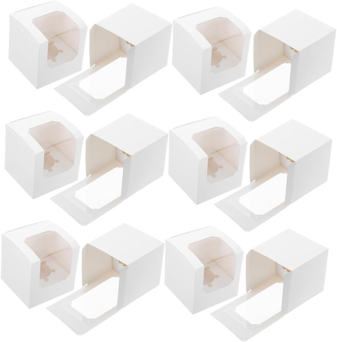 40pcs White Paper Cupcake Boxes with Lids, Individual Muffin Containers for Wedding Party Favors, Mini Cupcake Carrier for Dessert Display and Home Baking