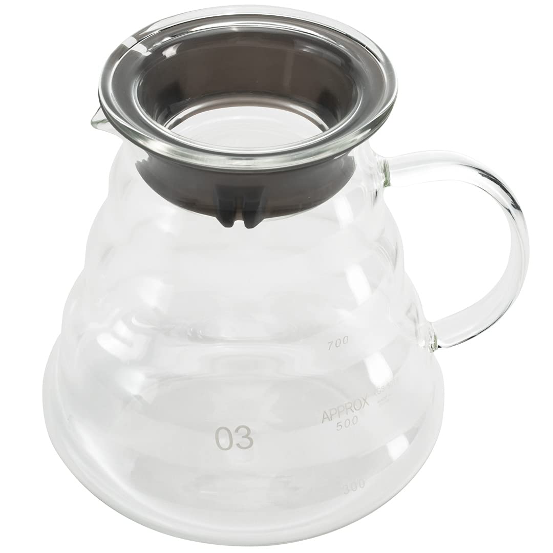 Restaurantware Restpresso 25 Ounce Coffee Carafe 1 Insulated Coffee Server - Push-Button Top Wide Spout Clear Glass Coffee Pitcher Built-In Handle Leakproof