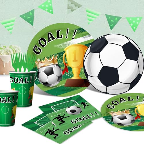 Iemctsy 96Pcs Soccer Party Decorations - Soccer Birthday Party Decorations,Soccer Plates Napkins Party Supplies,Soccer Sports Theme Decorations For Christmas Party Disposable Dinnerware Sets Serves 24 thumb #6