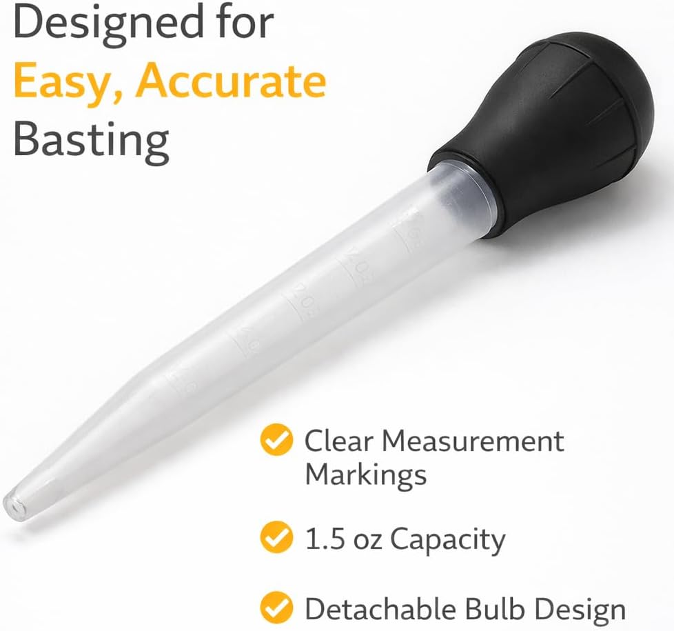 2 Pack Turkey Baster Injector BPA Free Food Grade Basting Tool with Detachable Bulb for Roasting Turkey Chicken BBQ Juices