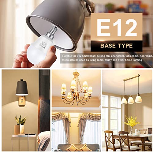 Ajuns Led Ceiling Fan Light Bulbs 40W Equivalent 120V Led Candle Holder Bulb, 5W 2700K Warm White Used For Chandeliers, Ceiling Fan Lights, Wall Chandeliers, Etc, E12 Base 4Packs #TOP2