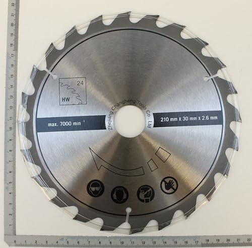 Scheppach Original Sägeblatt HW Kreissägeblatt Ersatzsägeblatt 24 Zähne für Kappzugsäge HM216SPX Kappsäge Gehrungssäge & Tischkreissäge HS80 | Hartmetall | 210 x 30 x 2,6 x 1,6 mm (24Z)