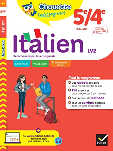 livre Chouette - Italien 5e/4e - LV2 (A1+, A2): cahier de révision et d'entraînement recommandé par les enseignants