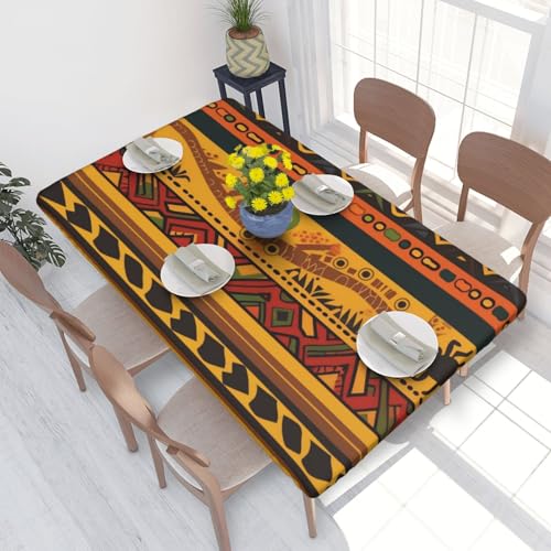 BNVSADC Nappe de table imprimée avec motif national africain abstrait de 122 x 76 cm, en polyester, résistante à l'eau, nappe de table à manger,...