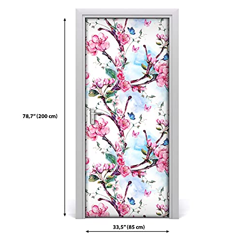 Autocollant de porte étanche Magic-Stick 70x200 papier peint lavable fleurs