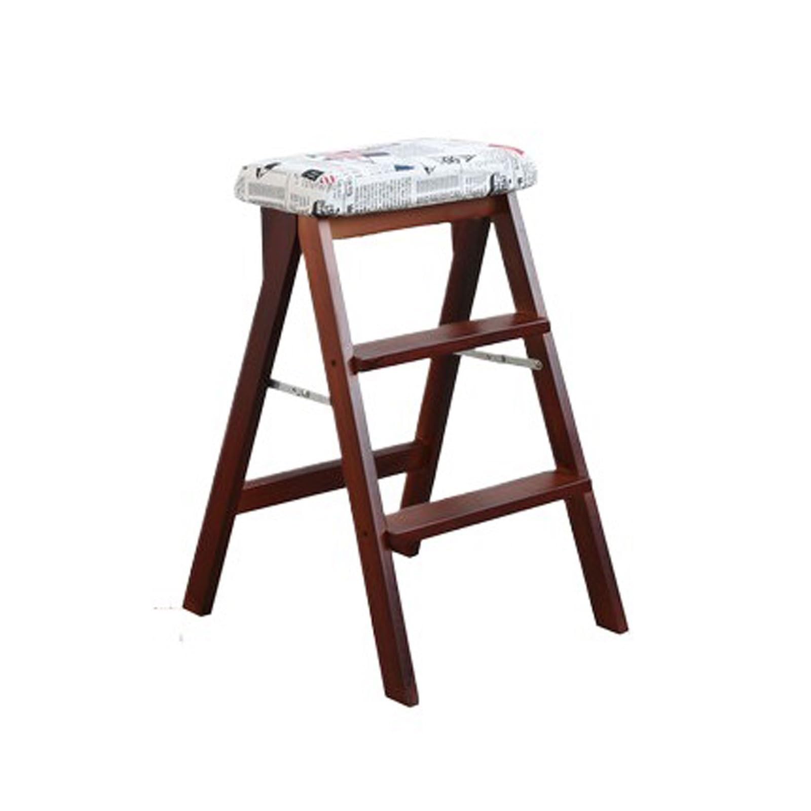 ZGYOZMNG Step Ladder Solid Wood Staircase Portable Stool Ladder Chair Folding High Bench Suitable for Kitchen Bathroom and Office Use stepstool(Matcha green) (Rice Flag)