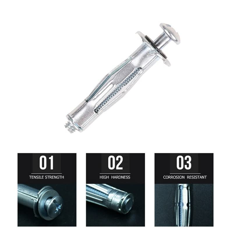 Juego de 3 Pernos de expansión Resistentes, Anclaje de Pared, Herramienta de fijación metálica, Kit Surtido de Tornillos de Anclaje Huecos (M4 x 52 mm) (M8 x 37 mm)