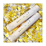 PrimePure Confetti Cannon Party Poppers - Gold Stars Confetti Poppers - 2 Pack - Party Cannons Shooters Gun for Graduation 2025, Wedding, Birthdays, Celebrations, Events