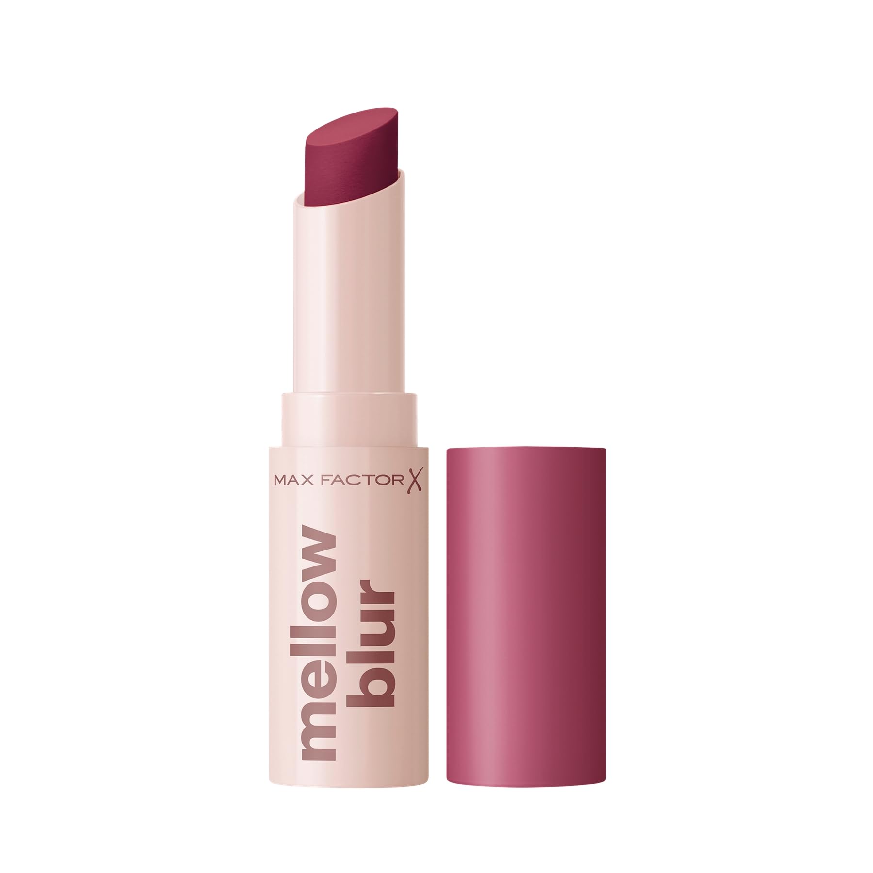 Max Factor Mellow Blur Lipstick, 50 Brushed Berry, Lipstick, Soft-Blurring, Instant Blur, Pillow-Soft Lips, Buildable, Soft-Matte Pigment, 3.5g
