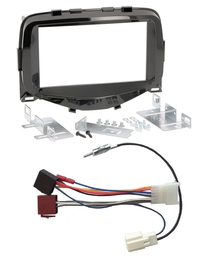 Radioblende 2-DIN, Antennenadapter und Radioadapter passend für Toyota Aygo X ab 2014, Citroen C1 ab 2014; Peugeot 108 ab 2014