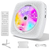 WOLFANG Lettore CD portatile WDV04 per casa e outdoor, Bluetooth con altoparlanti, batteria ricaricabile 4000 mAh, radio FM, USB, telecomando, montaggio a parete e supporto da tavolo