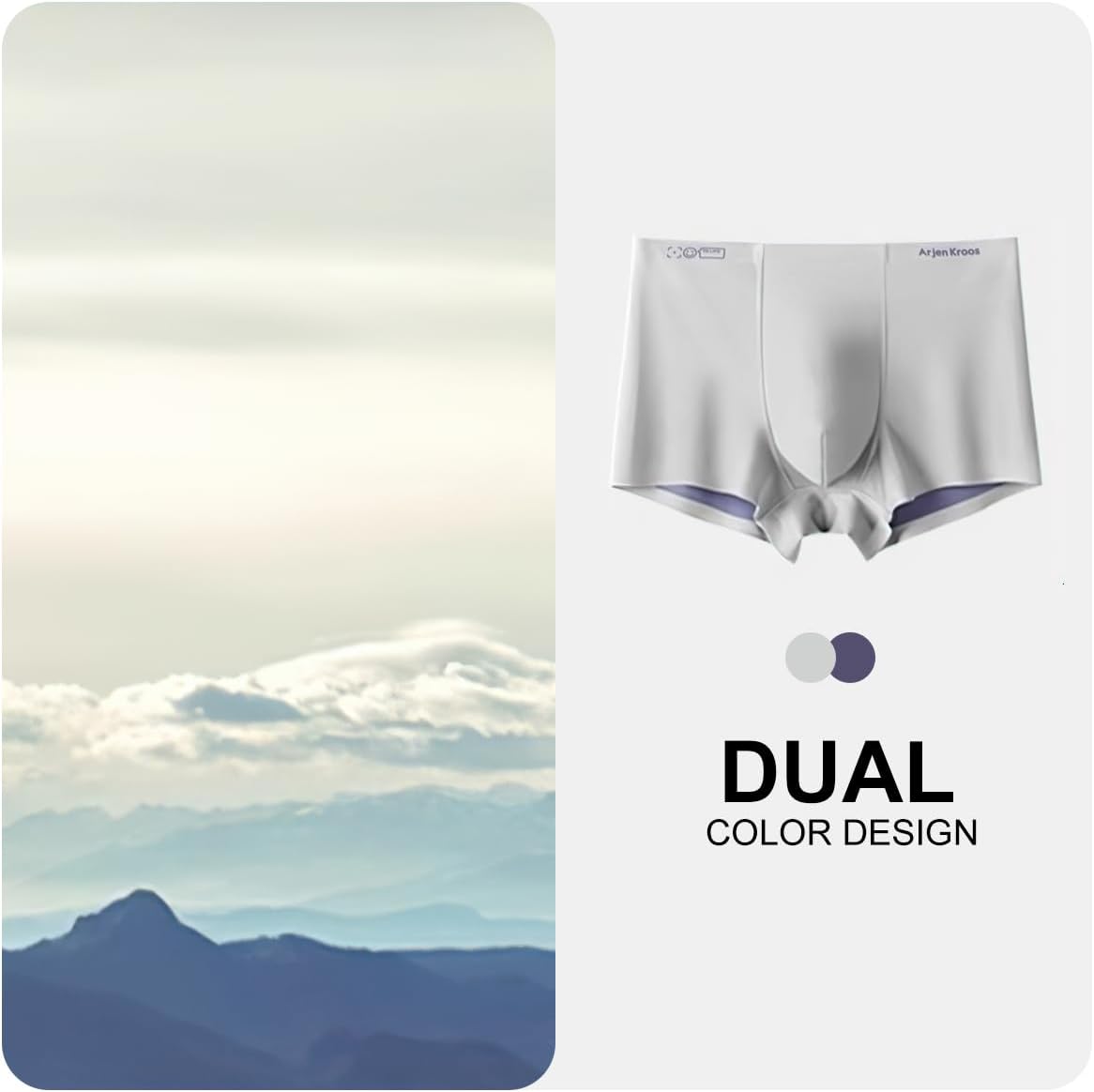 Arjen Kroos Mens Ice Silk Underwear Seamless Trunk Boxers Briefs with Pouch Double Sided Breathable Short Leg Underpants - Image 4