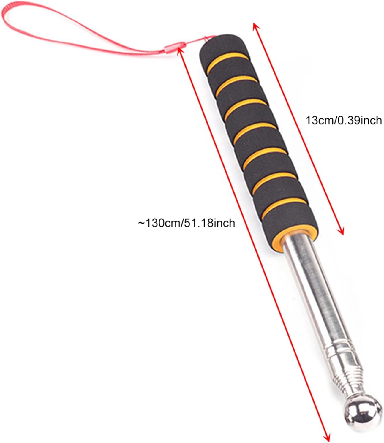 Orange Telescopic Tile Detection Hammer 1.3M Stainless Steel Rod With Non Slip Sponge Handle For Wall Cavity Inspection
