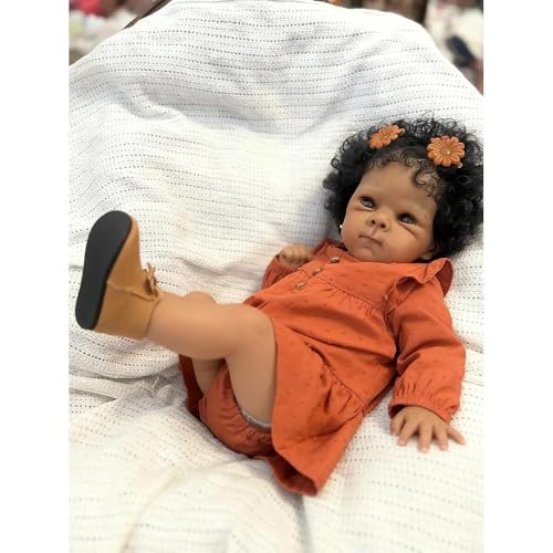 Muñeca reborn negra realista Anano con cuerpo de vinilo miniatura 5