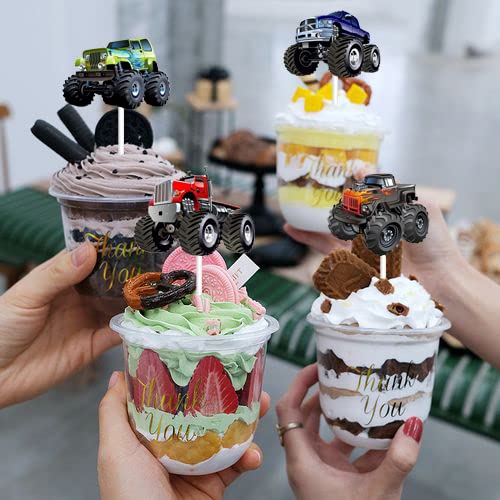Hugmagoz Monster Truck Car Dessert Cupcake Toppers Off-Road Themes Decor Supplies Baby Shower Boy Girl Happy Birthday Party Decorations 18 Pcs thumb #2