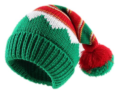 NociHah Chapéus de elfo de Natal tricotados para mulheres e homens - boné de caveira de Papai Noel c