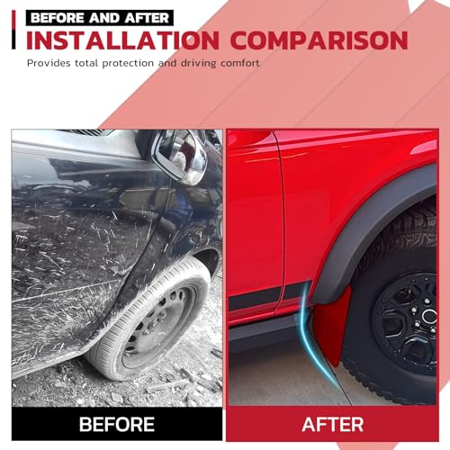 Image of Car Mud Flaps 4PCS Universal Fit Red Splash Guards Flexible and Bendable Mudguard Fender Flare Cuttable Mudflap Car Accessories Compatible with Pickup SUV Trucks