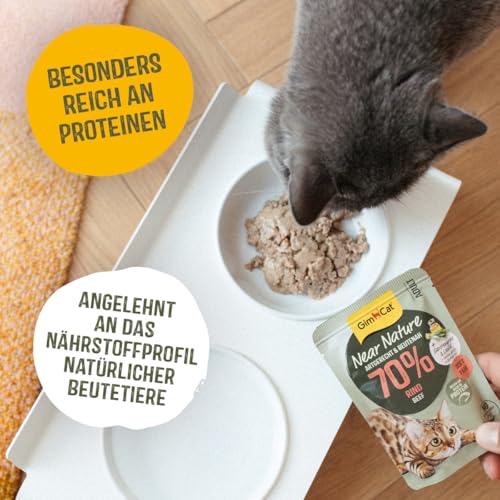GimCat Near Nature Probier-Mix 12er - Getreidefreies Nassfutter für Katzen ab dem 7. Monat mit artgerechter und beutenaher Rezeptur - 12 Beutel (12 x 85 g)