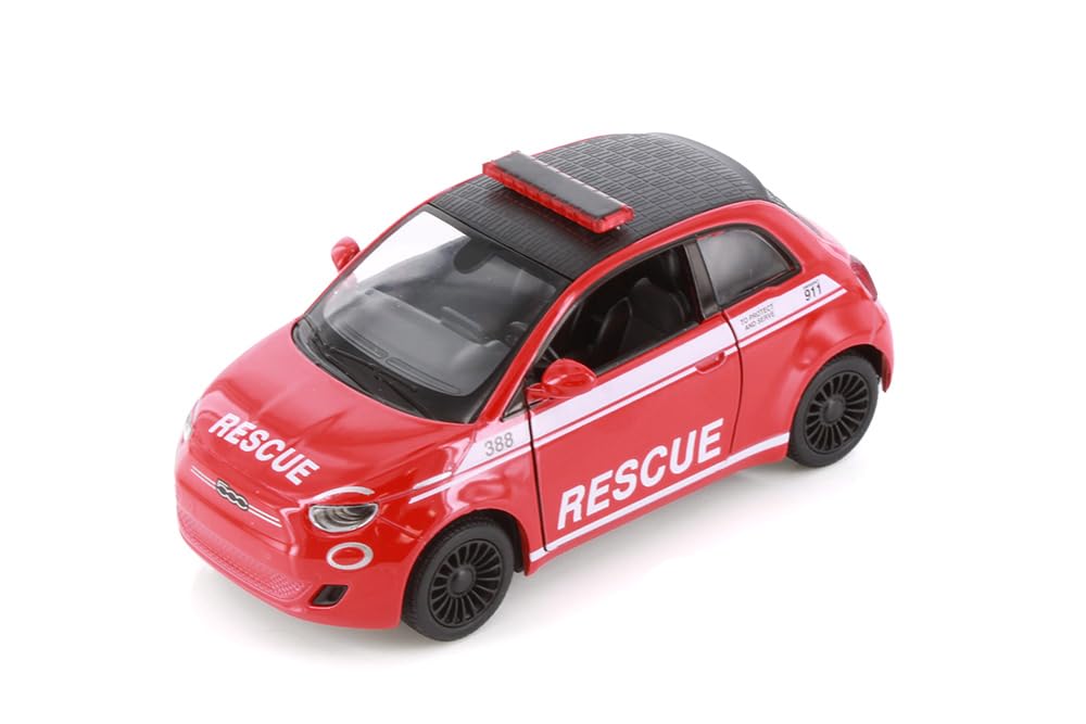 Easy Toys Model Car Compatible with Fiat 500e Police Firefighters. Scale Toy Car with Opening Doors. Car modeling. (Firefighters) (Firefighters)