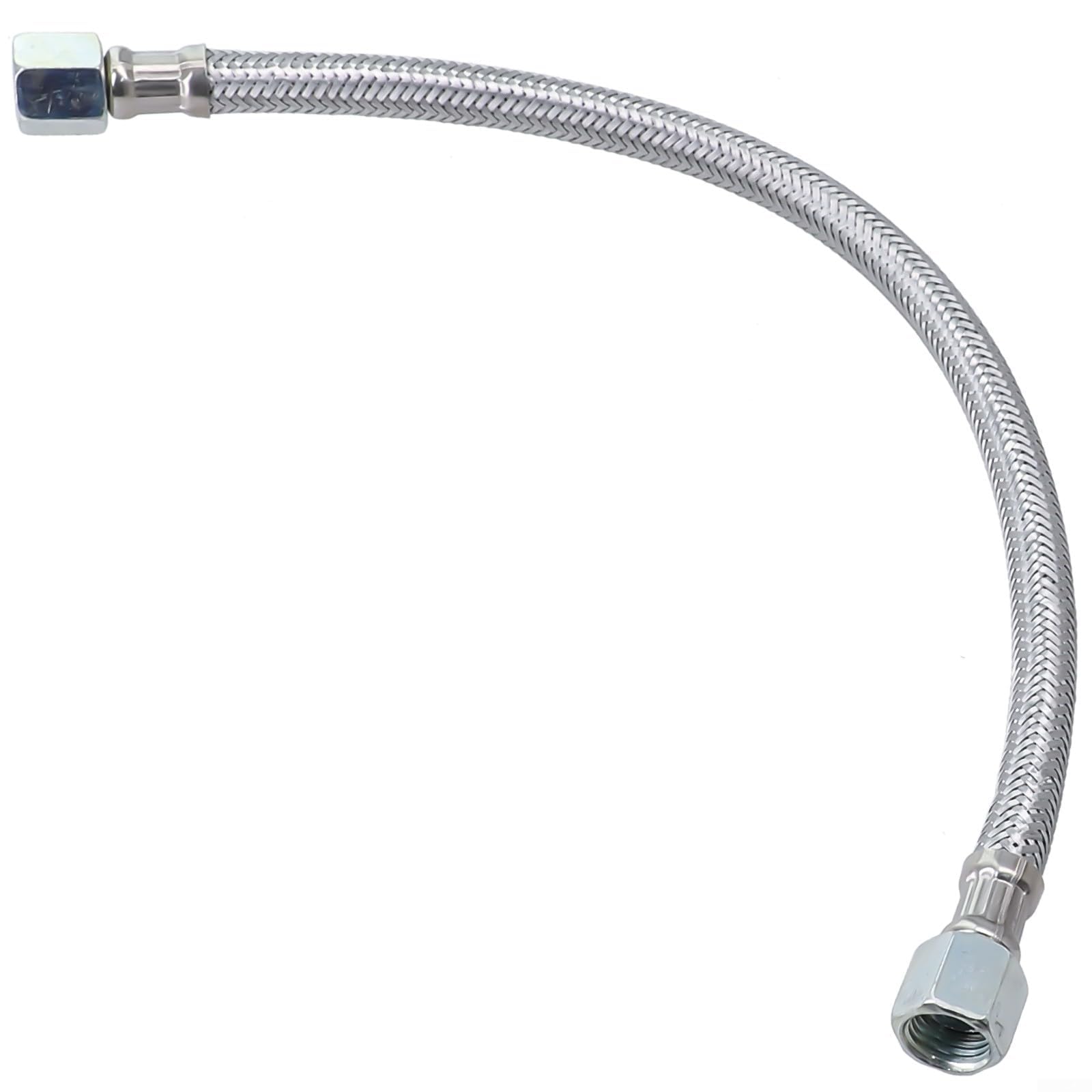Compressore per tubo di collegamento in acciaio inossidabile con 2 adattatori. Tubo dell'aria flessibile per sistema di condotte ad aria compressa, lunghezza 35,0 cm. Raccordi a doppia rotazione su