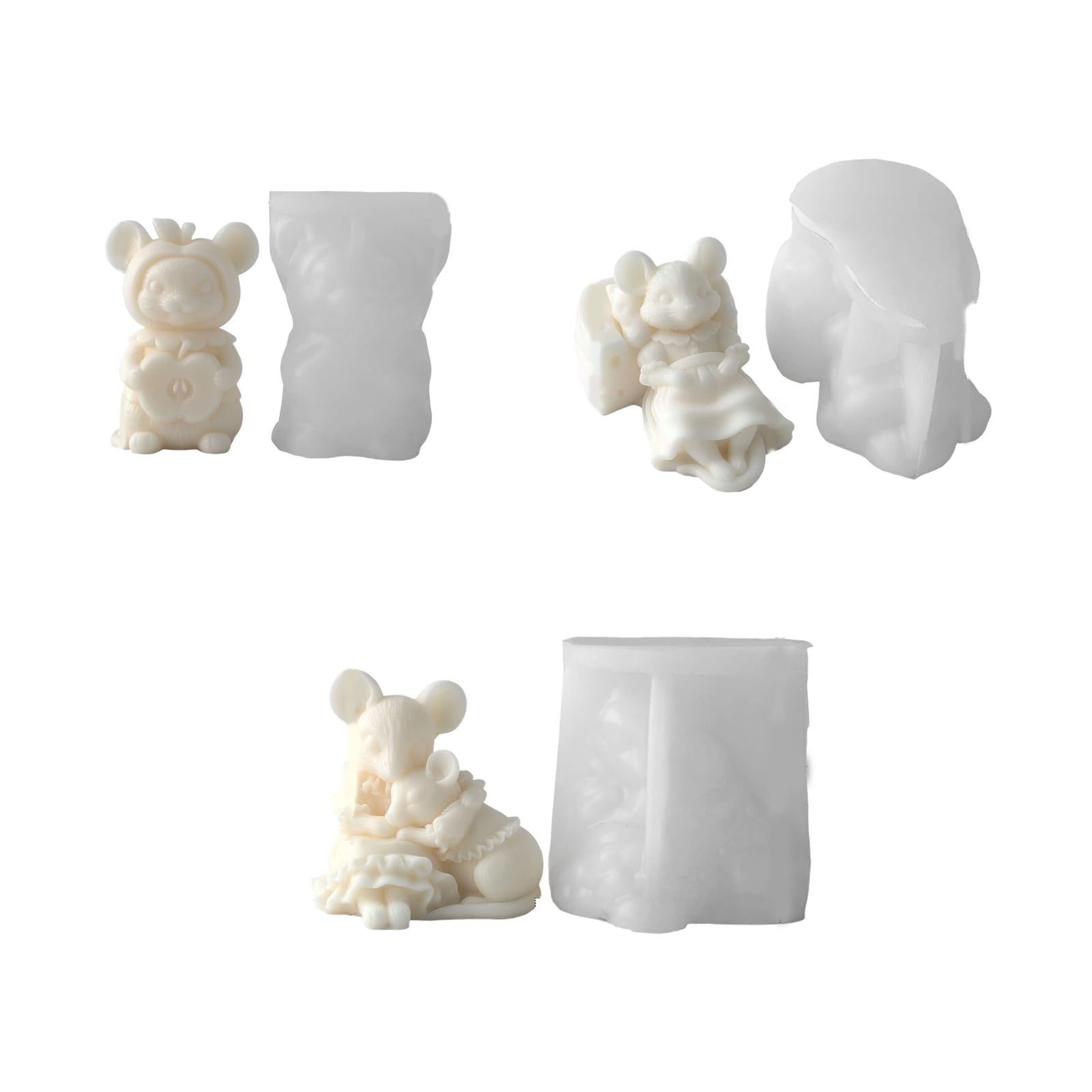 APGLSXY 3PCS Creative Cartoon Silicone Molds for Candlewax Soap Resin Craft Featuring Cheese Design and Cartoon Silicone Mold