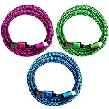 i! - 3X 2m Premium Nylon USB-C Ladekabel Datenkabel Set für Handy Tablet Smartphone - blau + grün + pink