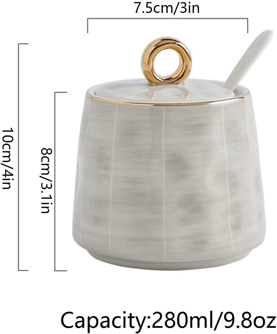 Zuccheriera in ceramica, bricco for la panna, barattolo for lo zucchero, 300 ml (10,6 once) Barattolo for la conservazione dello zucchero in ceramica Decorazione da tavolo, semplice zuccheriera in por