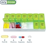 Ezy Dose Weekly (7-Day) AM/PM Pill Organizer, Medium Case, Colour May Vary | Daily Vitamin & Supplement Medicine Planner, Pop-Up Lids, 2 Times a Day Compact Pill Holder, Travel-Friendly, BPA-Free
