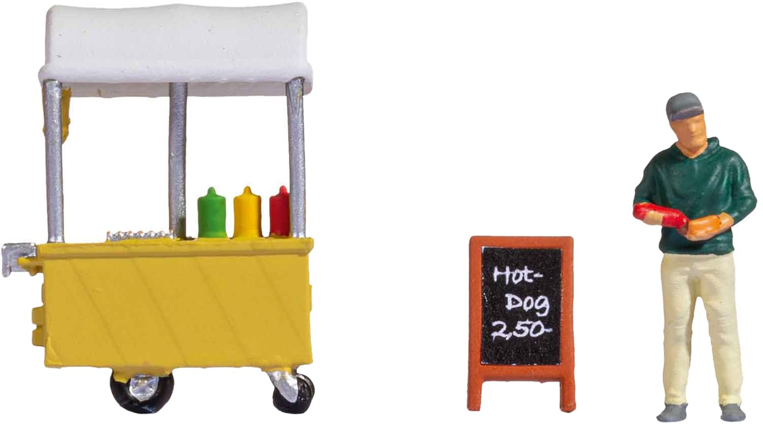 NOCH Tiny-Scenes "Hot-Dog Stand", model stojak na jedzenie z tworzywa sztucznego, ręcznie barwiony na tor H0