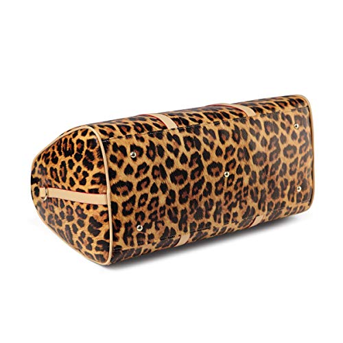 Nabegum Leopard Weekender Bag Travel Duffle Bag For Women Cheetah Ptint Tote Bag With Shoulder Strap (Leopard brown)