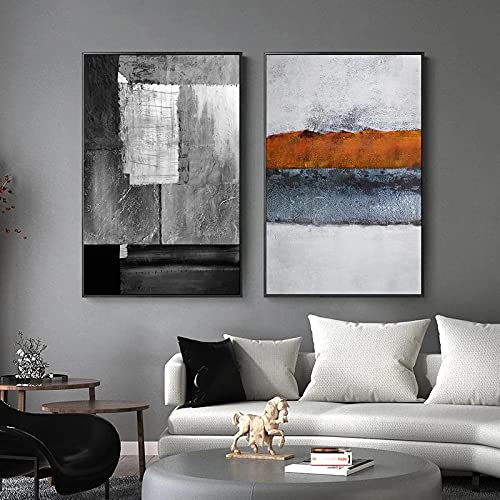 Impression décoration murale salon abstrait gris chic 2pcs - 4