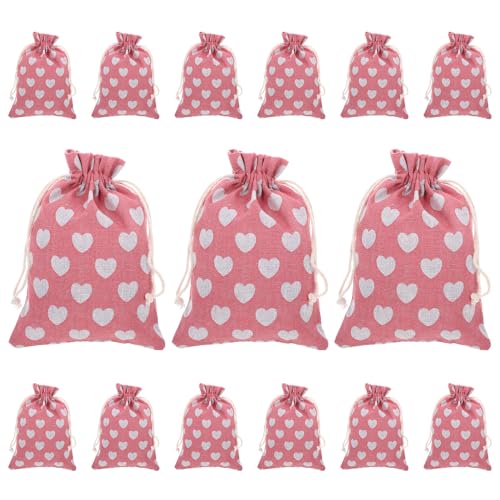 Bolsas de algodón para evitar pérdidas de joyas saquitos con cordón de corazones 2