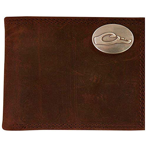 Drake Waterfowl Leather Bi-Fold Wallet with The Drake Metal Oval Logo, Brown (DA7006-LEA)