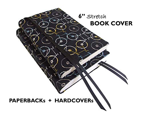 6 Inch Trade Paperback Book Cover for Adults, 6x9 to 5.5x8.5, BICYCLES Fabric Stretch Book Cover Small Size, Book Sleeve for Paperbacks or Hardcover Books and Journals