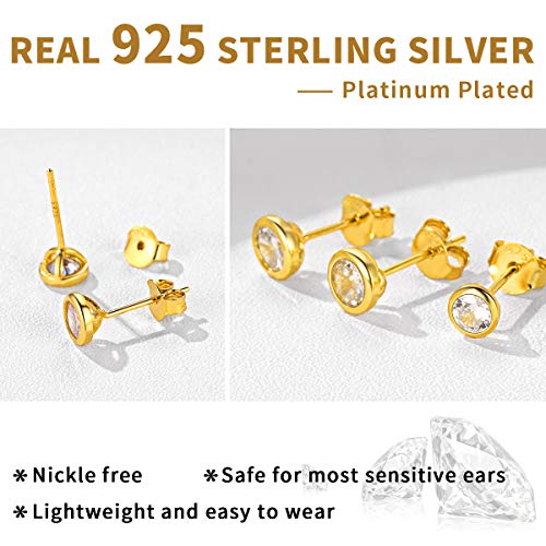ChicSilver 925 Sterling Silver Stud Earrings Set 3 Pairs Dainty Hypoallergenic Simple Stud Earrings3