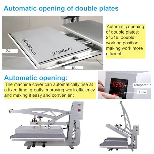 Prensa térmica automática 24x16 pulgadas dual 110V 2000W miniatura 4