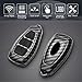 TANGSEN Key Fob Case Compatible with Ford C-MAX Escape Fiesta Focus RS Fusion 3 Button Keyless Entry Remote Carbon Fiber Pattern ABS Black Silicone Cover