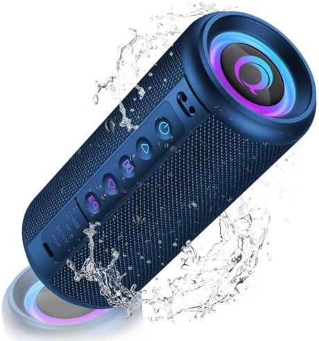 dotn Bluetooth Lautsprecher, Musikbox Bluetooth 5.4 mit RGB Licht, Tragbare Bluetooth Box, Freisprechfunktion, IPX7 wasserdicht, kraftvoller Sound für Outdoor, Garten und Reisen