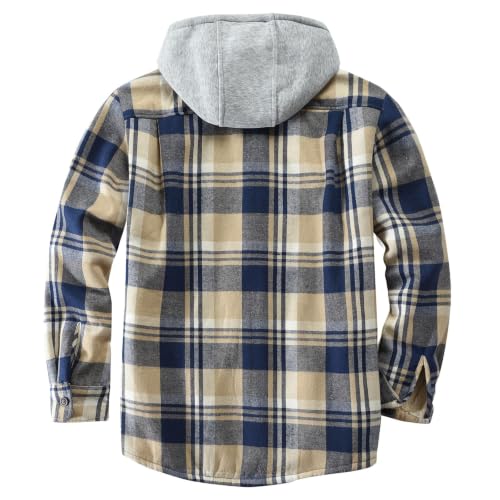 Image of Men's Cotton Plaid Shirt Jacket Fleece Flannel Sherpa Button Down