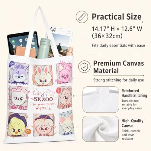 Bolso Tote de Lona con Correa Ajustable Blanco Unisex miniatura 3