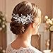 Unicra Silver Bride Wedding Hair Vine Flower Bridal Hair Piece Rhinestone Hair Accessories Crystal Headpieces Jewelry for Women and Girls
