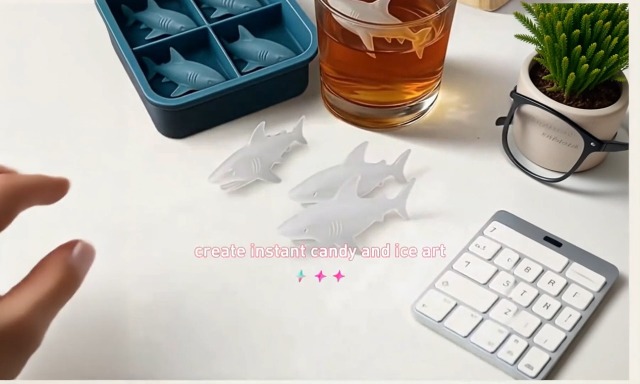 Molde de hielo silicona con forma de tiburón reutilizable miniatura 7