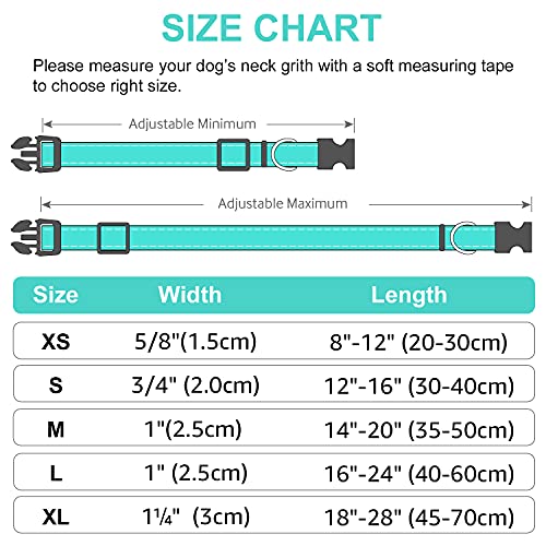 Joytale Reflective Dog Collar,Soft Neoprene Padded Breathable Nylon Pet Collar Adjustable for Medium Dogs,Teal,M - Image 7