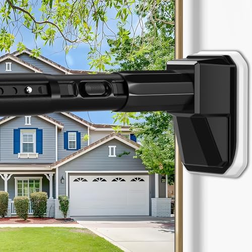 41 to 185 Inch Tension Curtain Rod No Drill Black Shower Curtain Rod Extra Long Heavy Duty Tension Rod for Windows Patio Bathroom - Renter Friendly Adjustable Curtain Rods