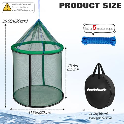 QualyQualy Cesta de peixe flutuante extra-grande para peixes vivos, suporte de rede de pesca totalme