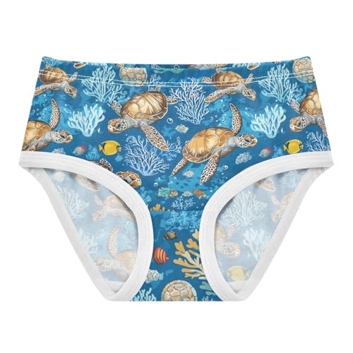 ZZKKO Sea Turtle Fish Girls Underwear Toddler Panties for Girls Comfort Brief Size 2-8T